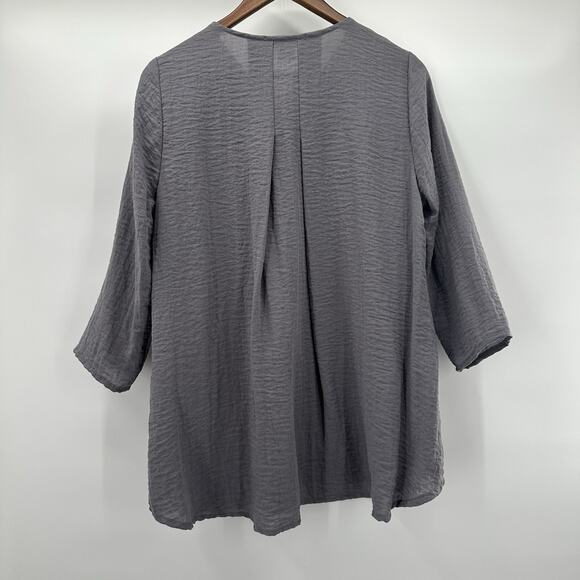 Yushi Top Womens Medium Shirt Tunic Lagenlook Crinkle T Y2K Asymmetrical - Picture 4 of 8